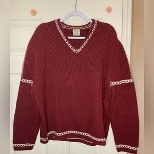 1950s Vintage Wool Ski Sweater / Saks Fifth Avenue Pure Austrian Wool V-neck XL 